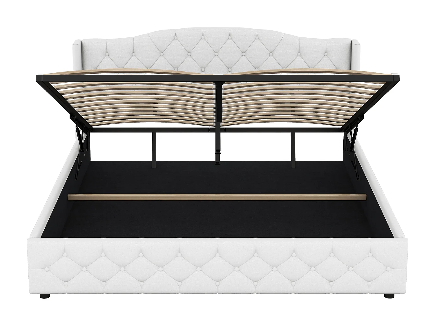 Lit coffre 180x200 cm, lit double avec sommier à lattes, lin beige - sans matelas