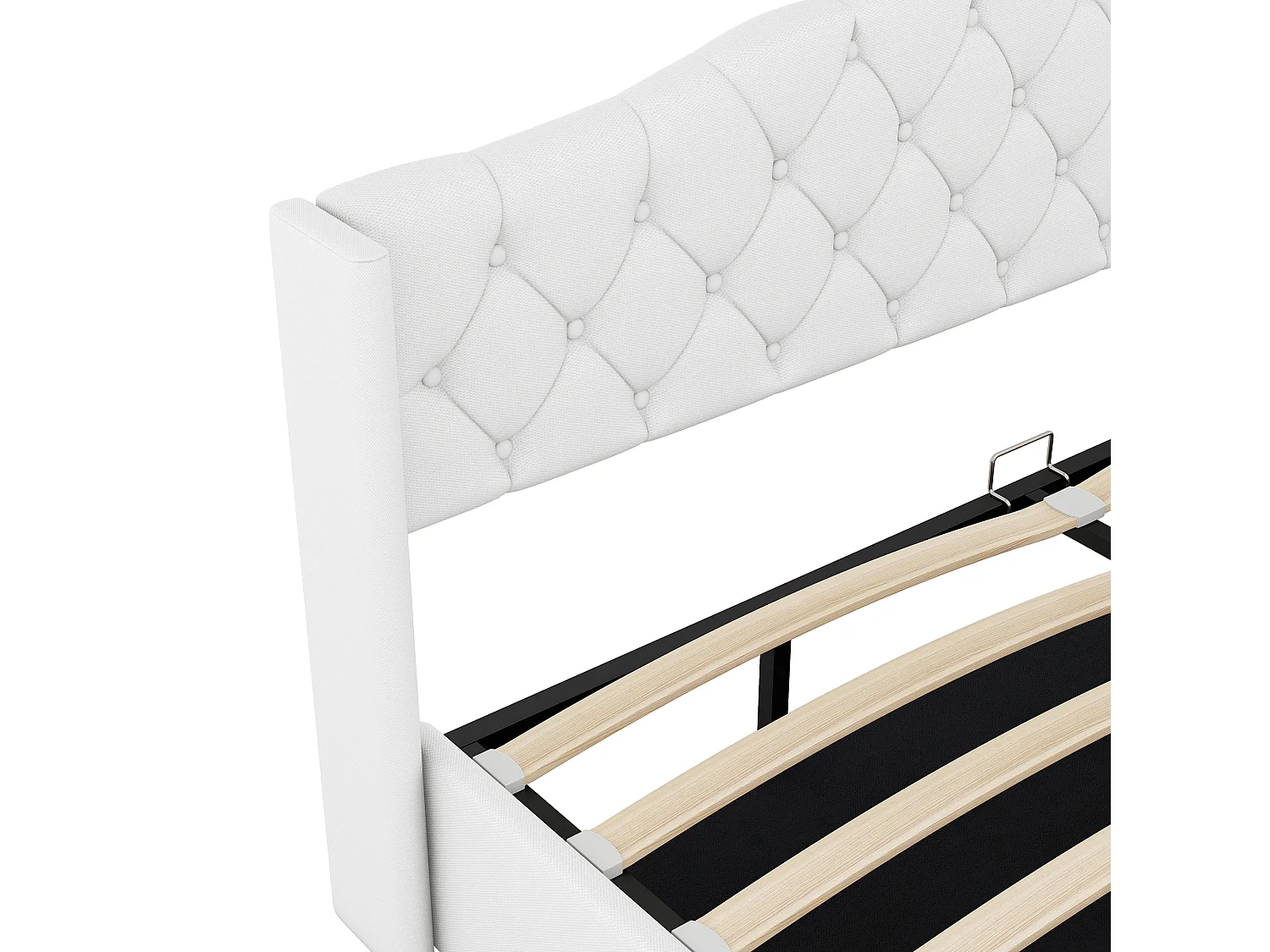 Lit coffre 180x200 cm, lit double avec sommier à lattes, lin beige - sans matelas