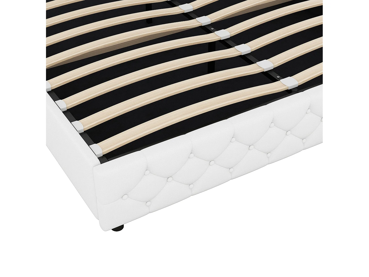 Lit coffre 180x200 cm, lit double avec sommier à lattes, lin beige - sans matelas