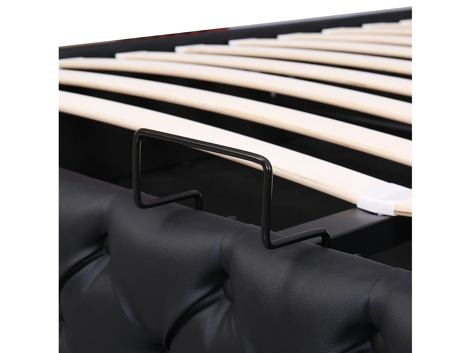 Lit coffre 160x200 cm, lit adulte avec LED et prise USB - PU noir - sans matelas
