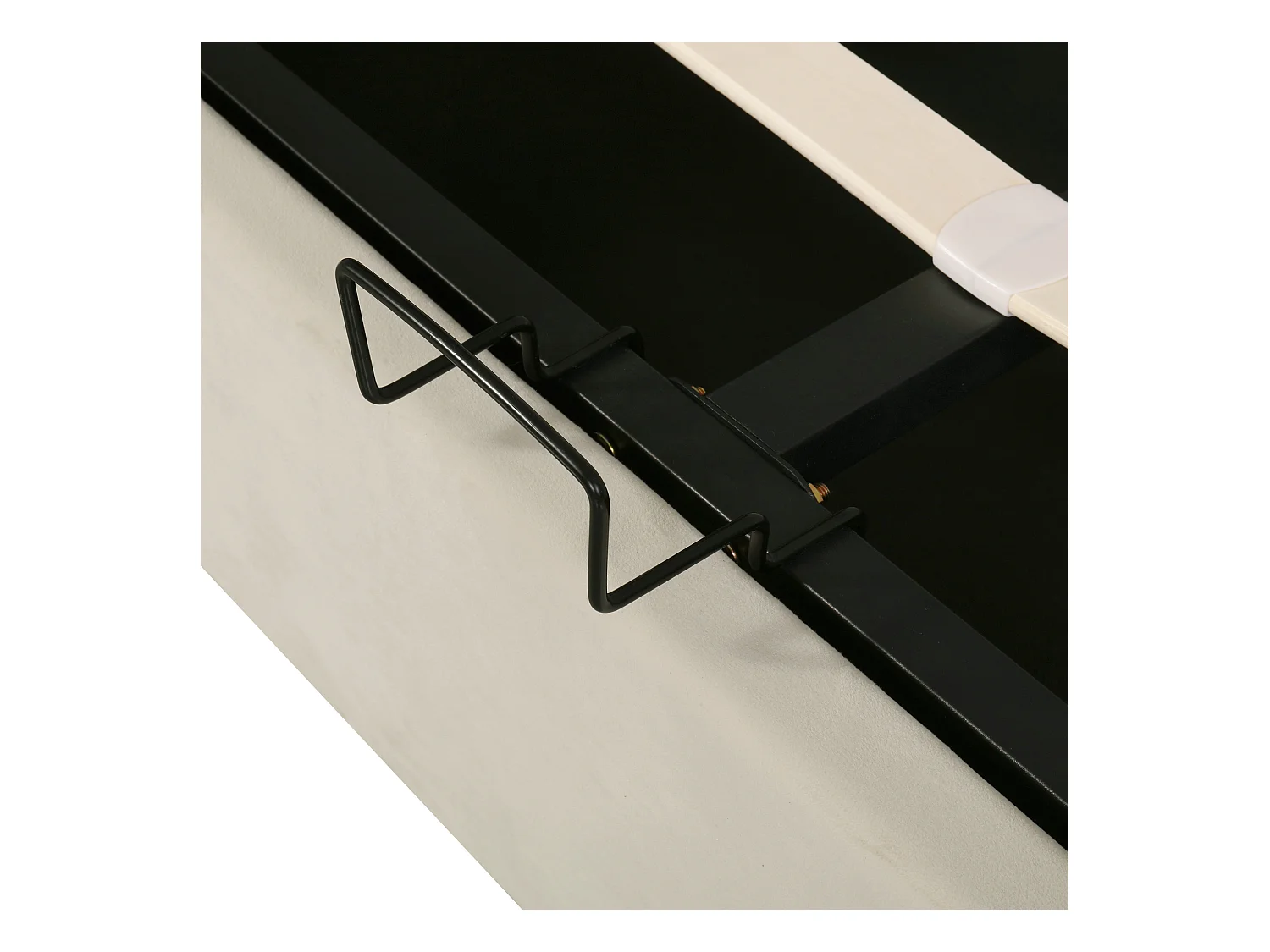 Bett mit Stauraum 140 x 200 cm – Beigefarbener Samt – Erwachsenenbett mit gepolstertem Kopfteil und Lattenrost – Ohne Matratze