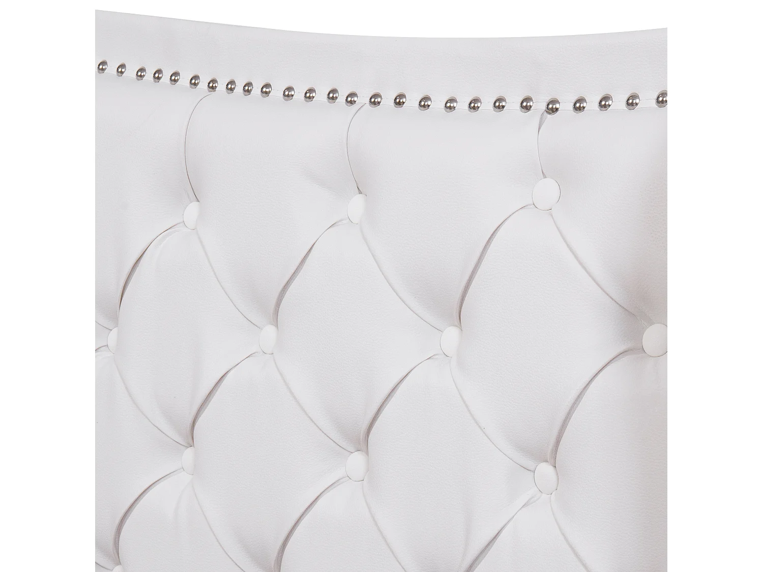 Lit adulte 180x200 cm lit double avec 2 tiroirs et tête de lit Riveté - cuir artificiel blanc - sans matelas