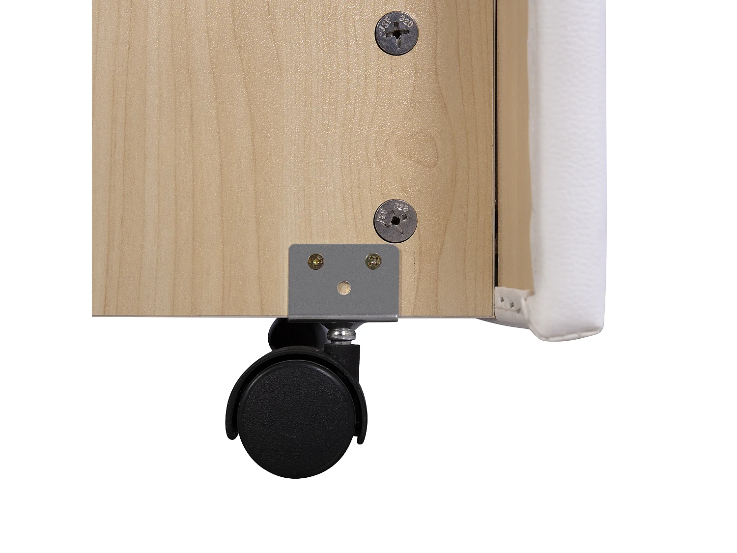 Lit adulte 180x200 cm lit double avec 2 tiroirs et tête de lit Riveté - cuir artificiel blanc - sans matelas