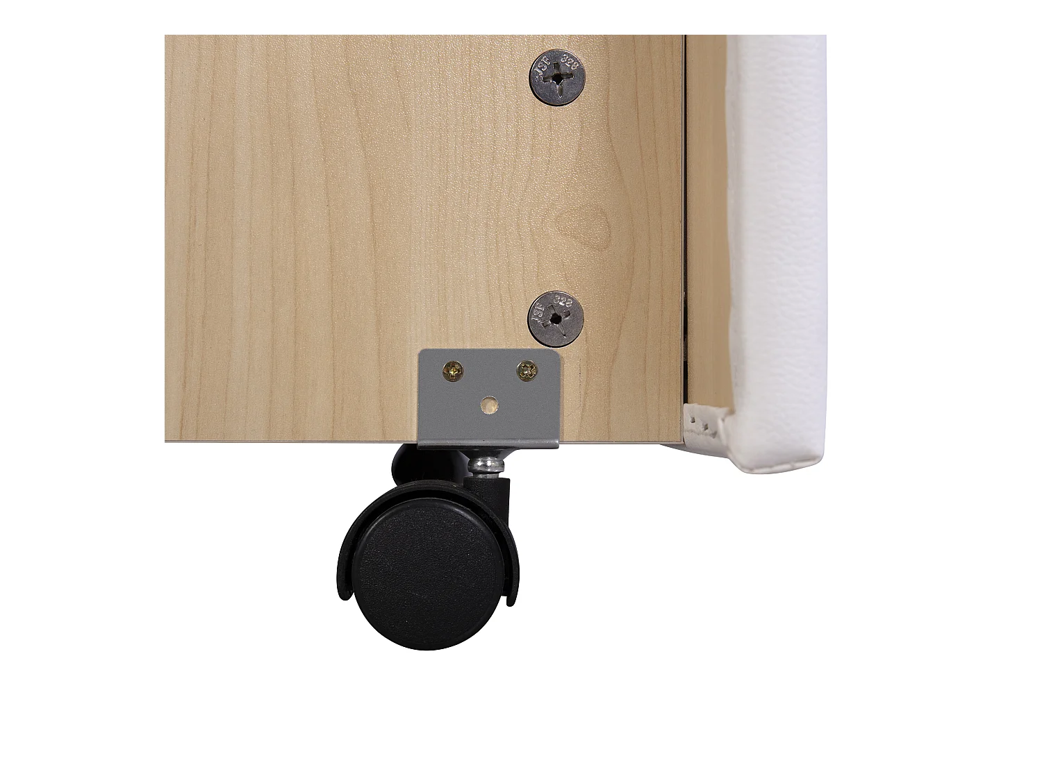 Bett 180 x 200 cm – weißes PU – mit 2 Schubladen und genietetem Kopfteil – ohne Matratze