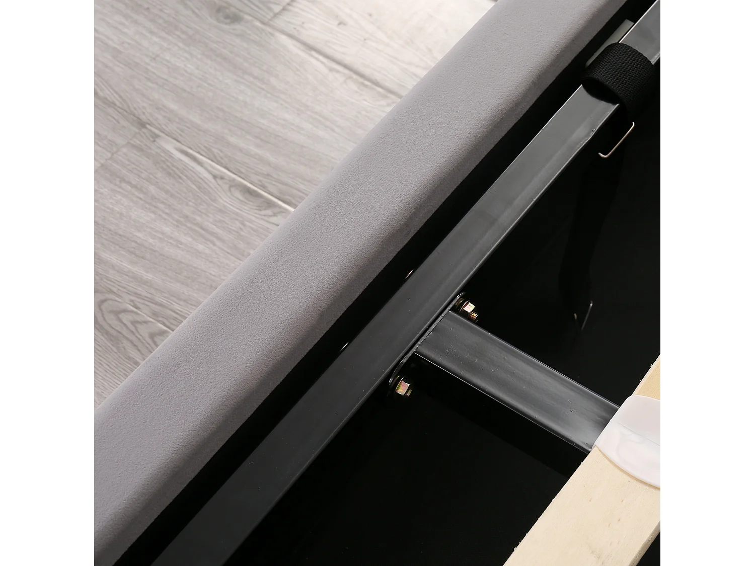 Lit coffre 160x200 cm Lit adulte avec tête de lit capitonne - velours gris - sans matelas