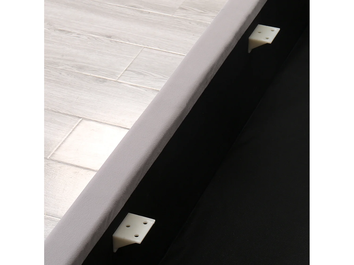 Lit coffre 160x200 cm Lit adulte avec tête de lit capitonne - velours gris - sans matelas