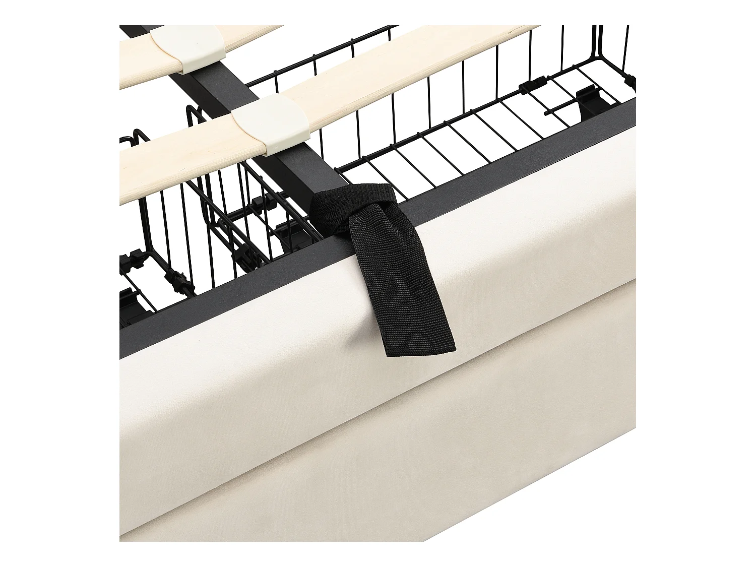 Bett mit Stauraum 140 x 200 cm – beigefarbener Samt – Erwachsenenbett mit Schubladen und verstellbarem Kopfteil – ohne Matratze