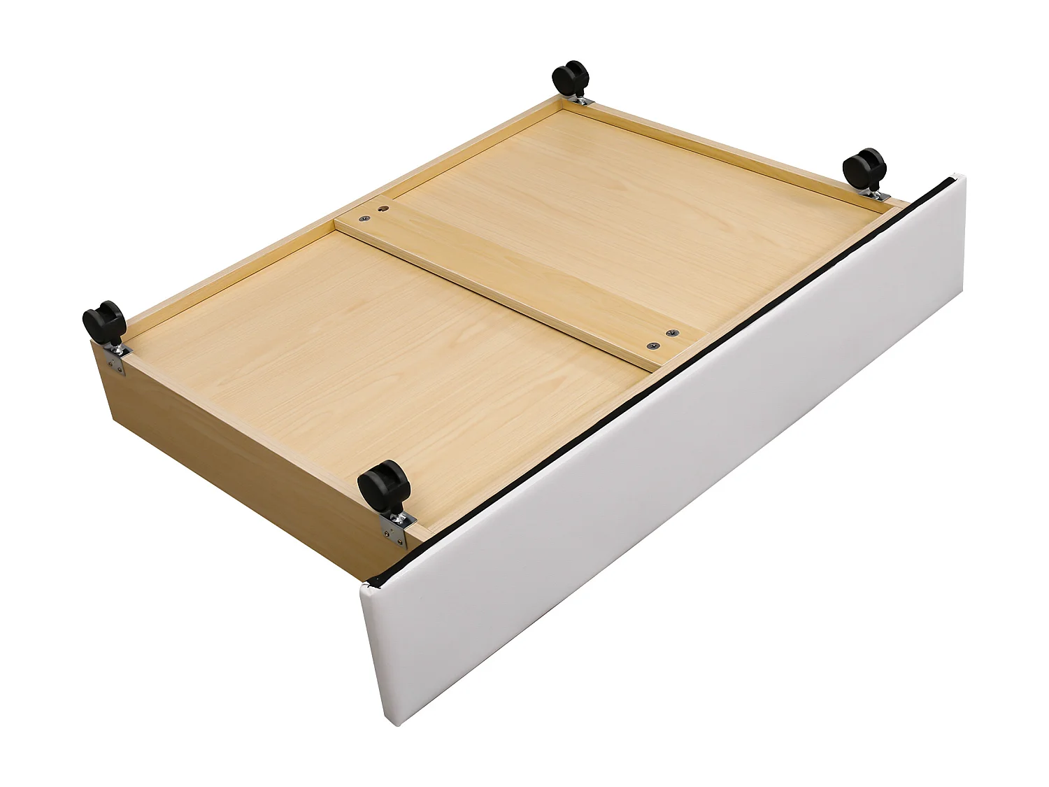 Lit adulte 160x200 cm lit double avec 2 tiroirs et tête de lit Riveté - cuir artificiel blanc - sans matelas
