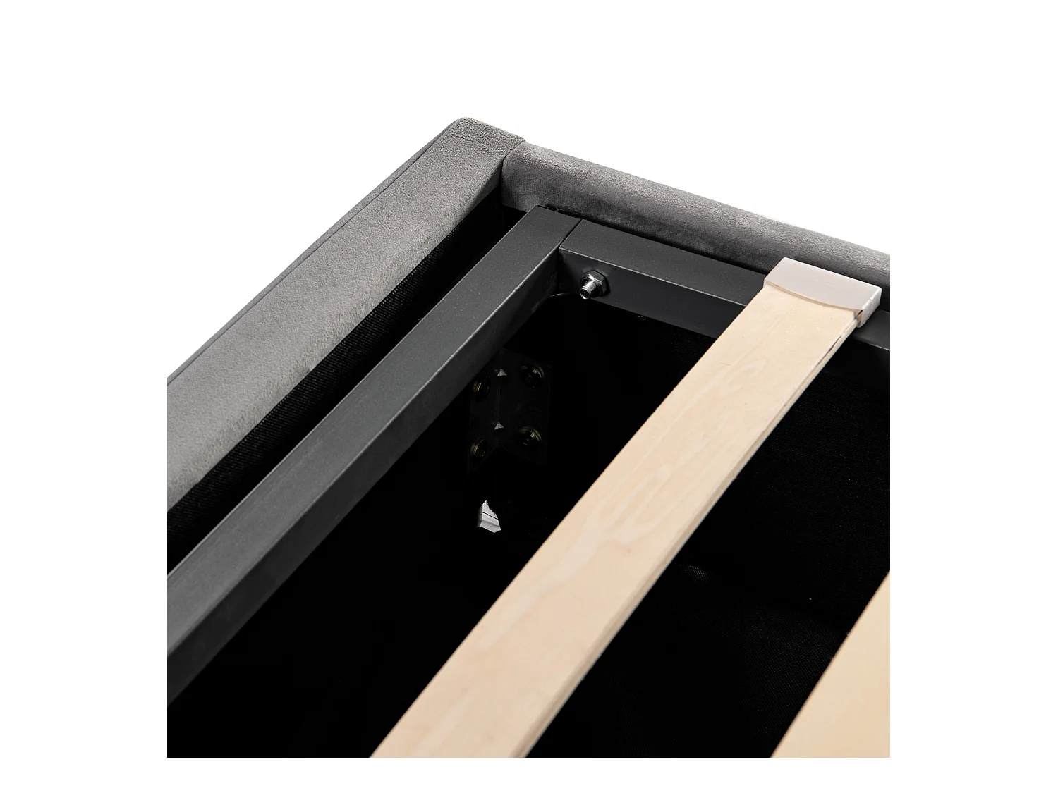Lit coffre 140x200 cm lit adulte avec tête de lit réglable en hauteur - tissu en velours gris - sans matelas