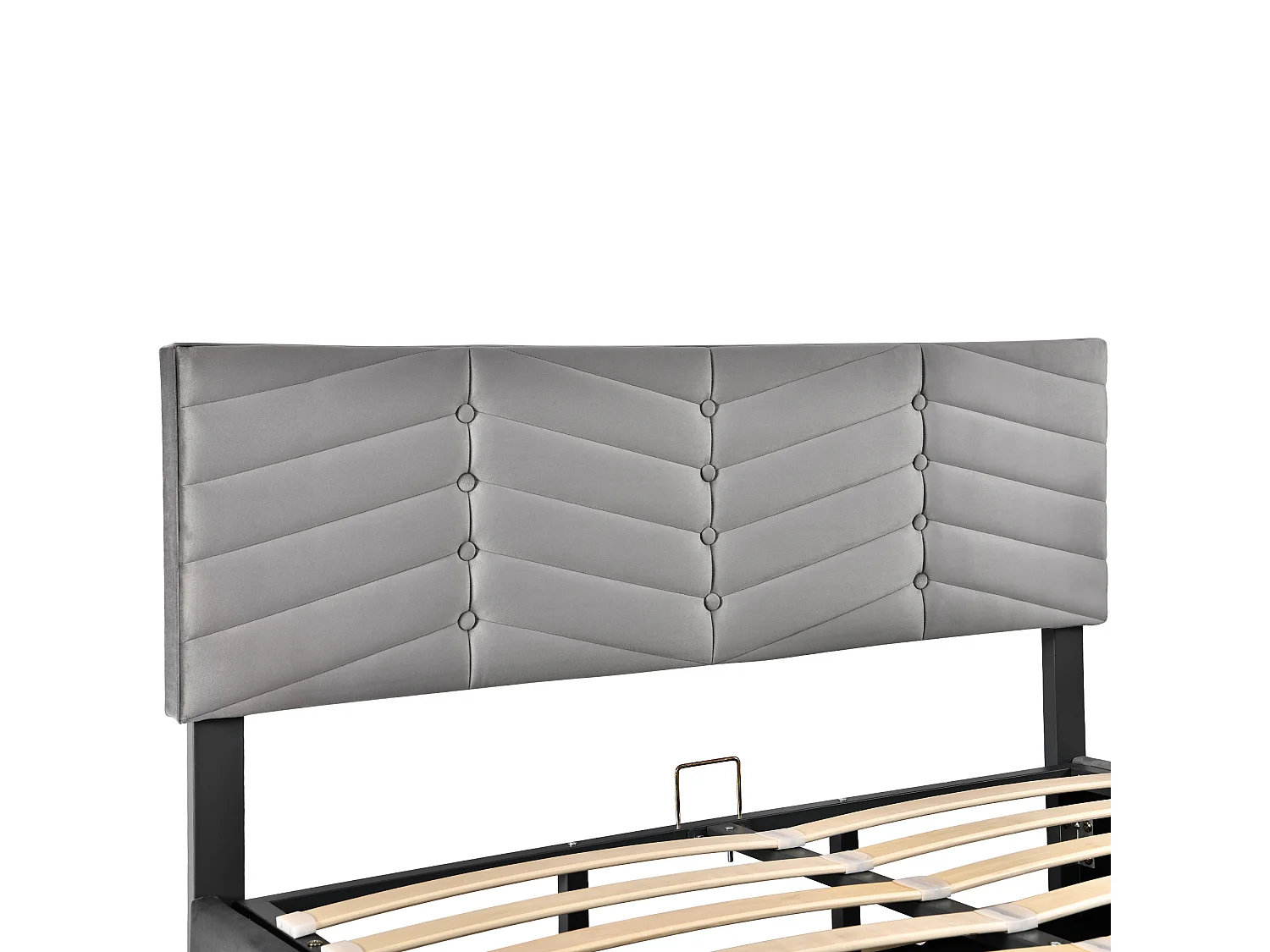 Lit coffre 140x200 cm lit adulte avec tête de lit réglable en hauteur - tissu en velours gris - sans matelas