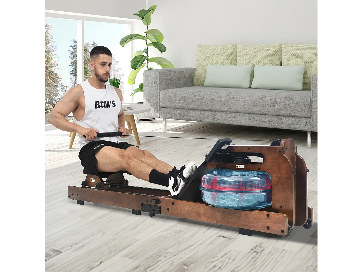 Rameur pliable Résistant à l'eau Application Kinomap Fitness à domicile en intérieur - Marron