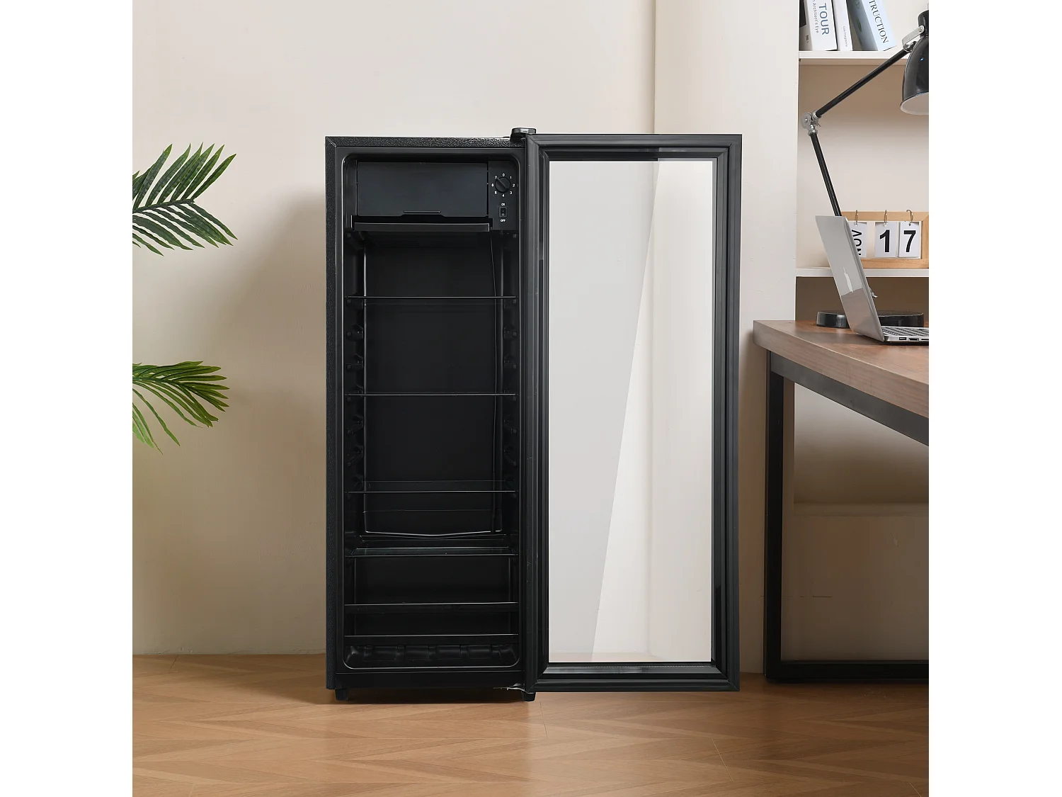 Mini réfrigérateur 128 L, système de refroidissement par compresseur, économe en énergie - Noir