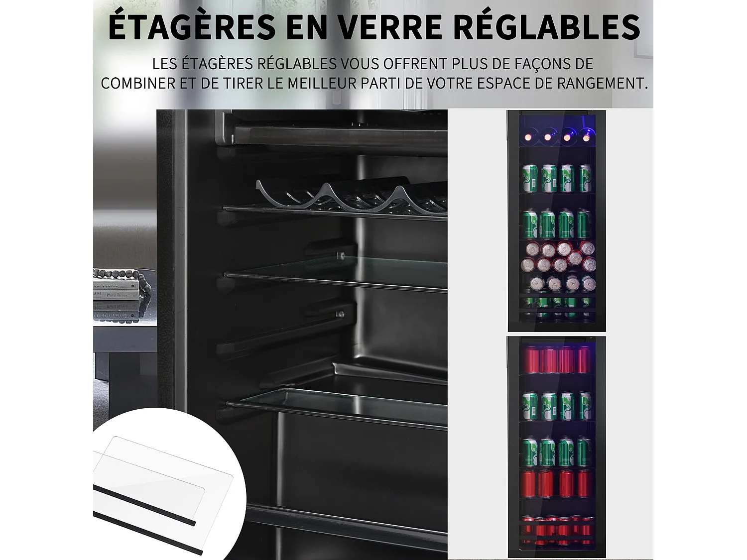Mini réfrigérateur 128 L, système de refroidissement par compresseur, économe en énergie - Noir