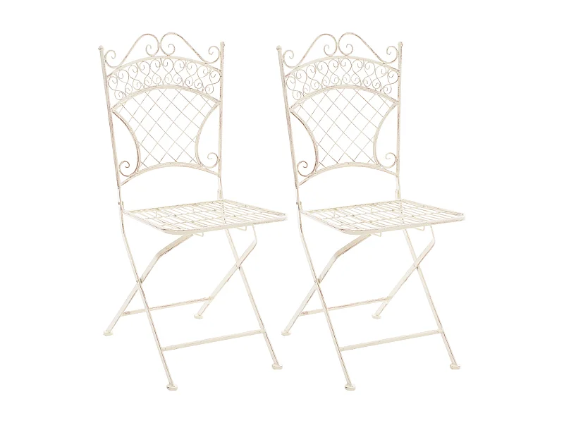 Lot de 2  Chaises de jardin - Métal - Crème antique - Adelar