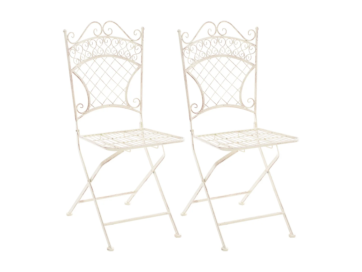 Lot de 2  Chaises de jardin - Métal - Crème antique - Adelar