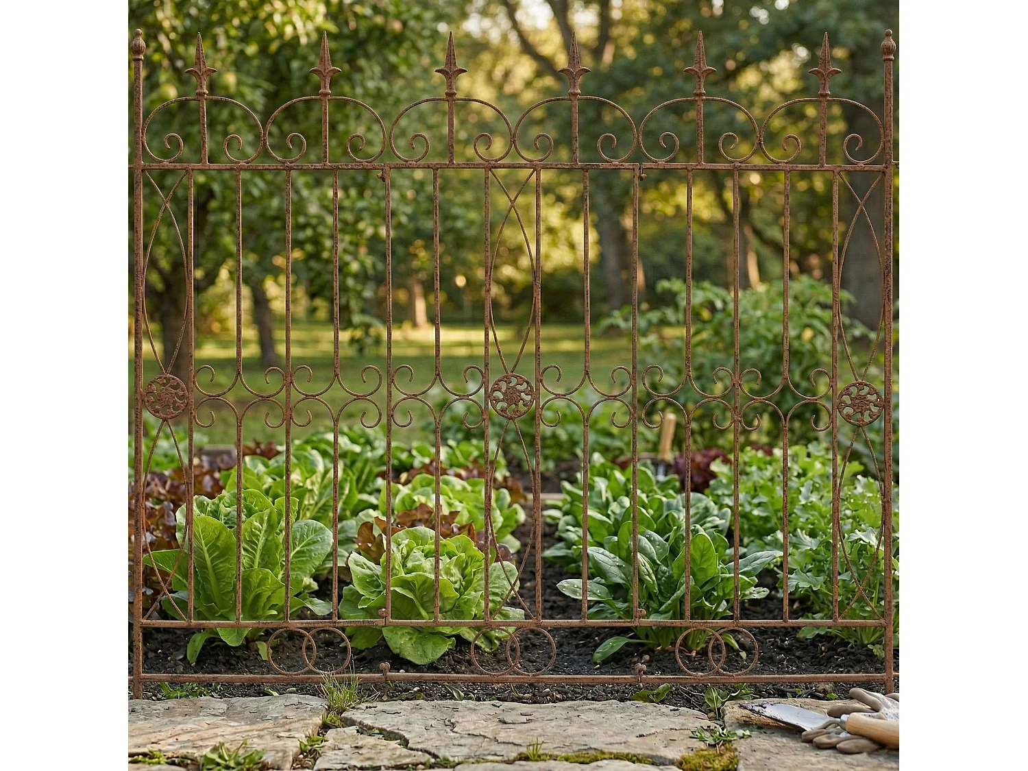 Gartenzaun - Metall - antik braun - Mangold