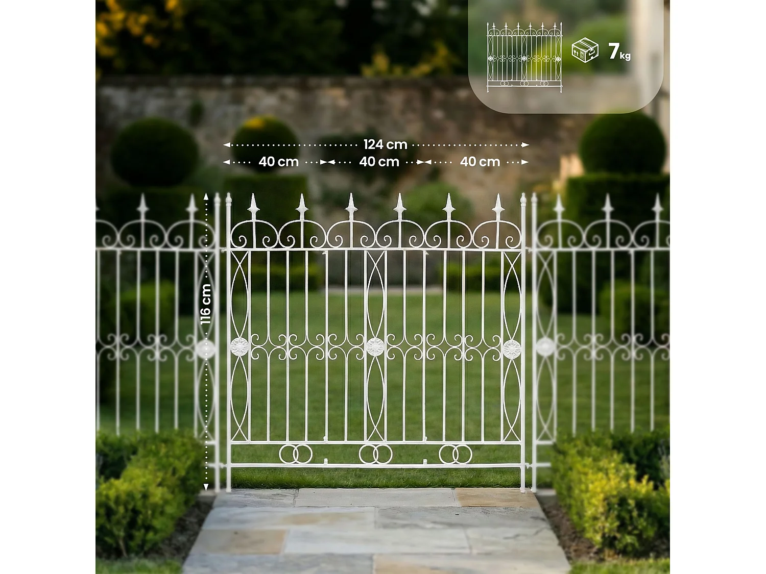 Clôture de jardin - Métal - Blanc - Mangold