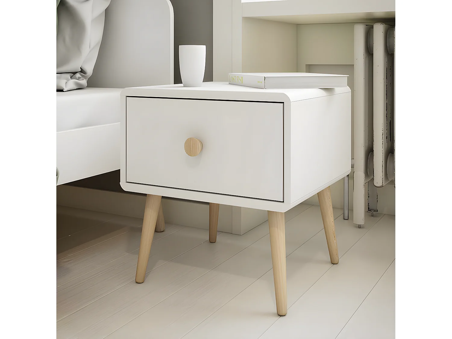 Gaia table de nuit 1 tiroir blanc.