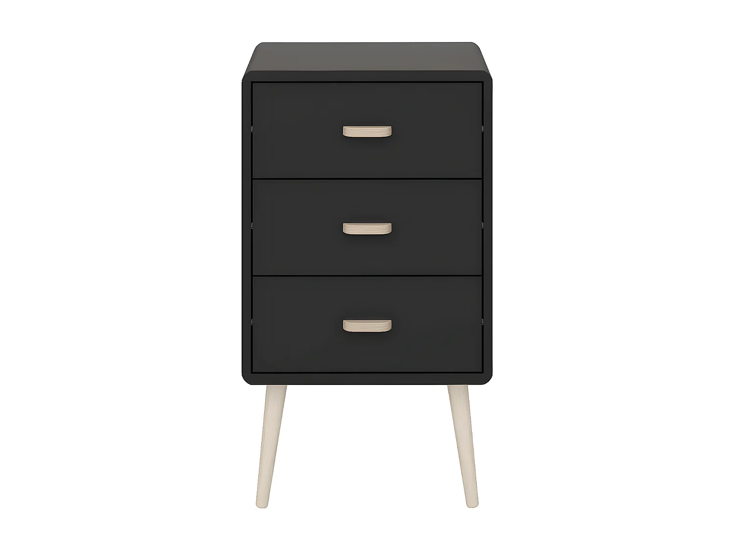 Mino nachtkastje 2 st met 3 laden zwart.