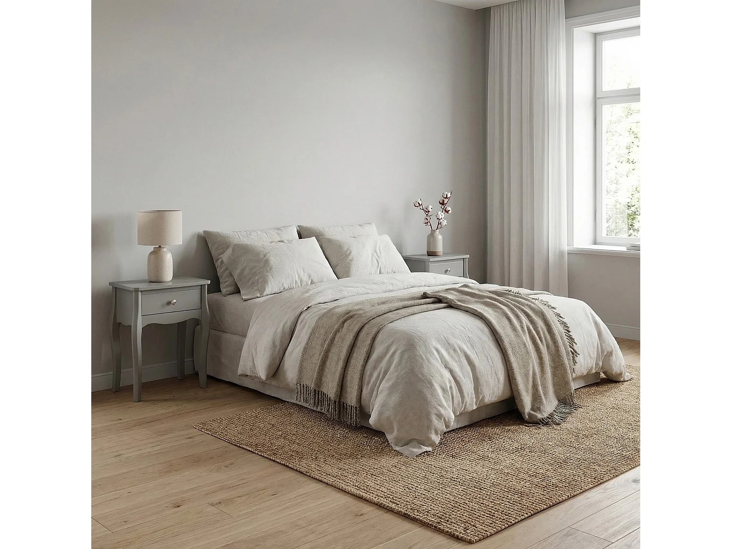 Baroque nachtkastje 2 st met 1 lade grijs.