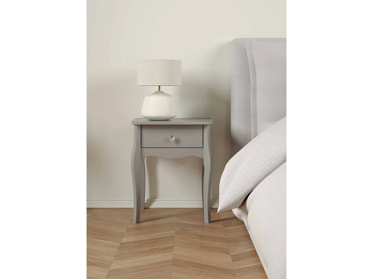 Baroque table de nuit 1 tiroir gris.
