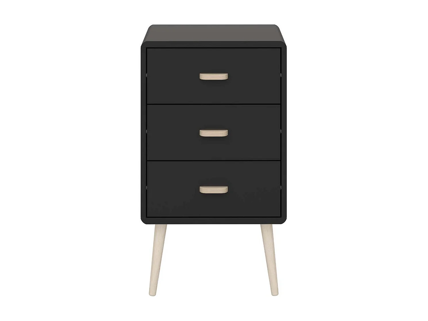 Mino nachtkastje 3 laden zwart.