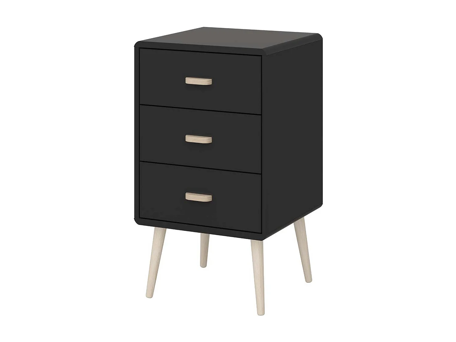 Mino nachtkastje 3 laden zwart.