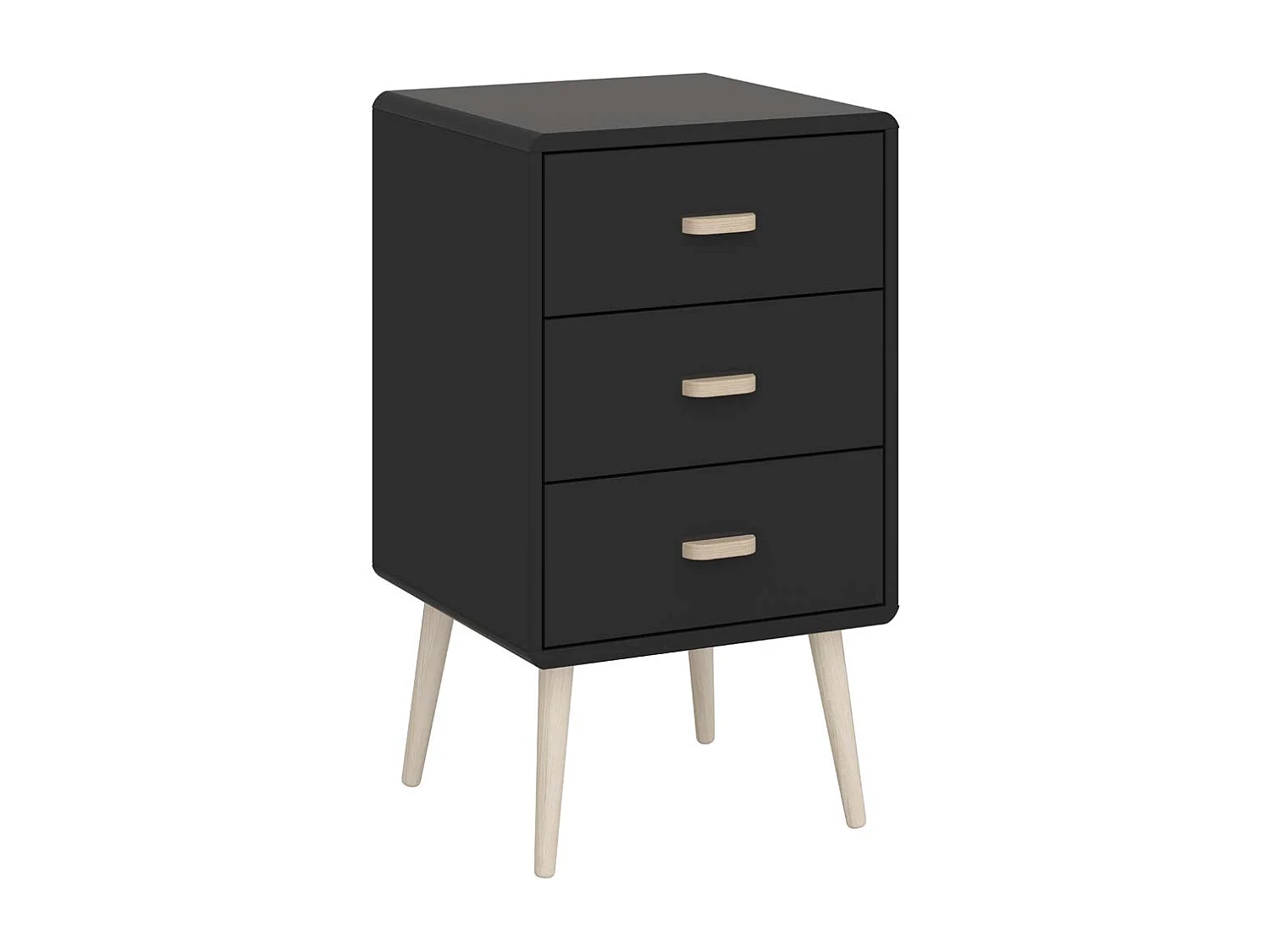 Mino nachtkastje 3 laden zwart.