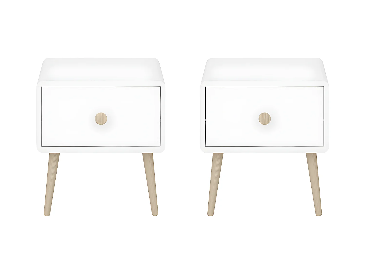 Gaia table de nuit 2 pcs. avec 1 tiroir blanc.