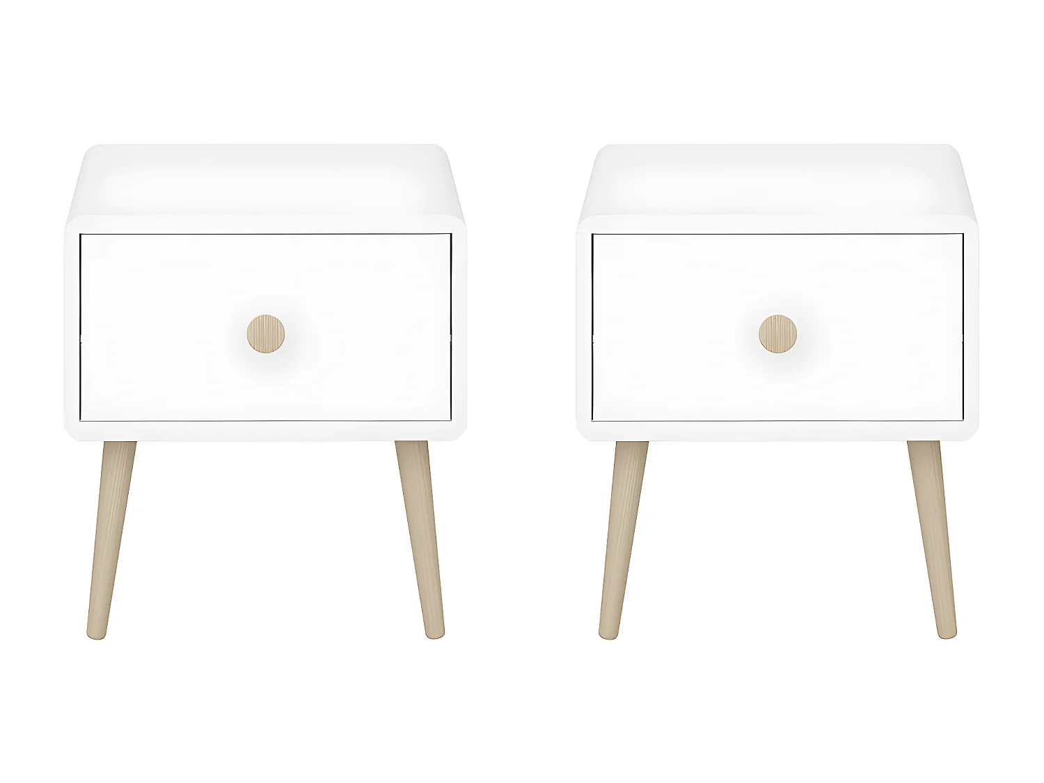 Gaia table de nuit 2 pcs. avec 1 tiroir blanc.