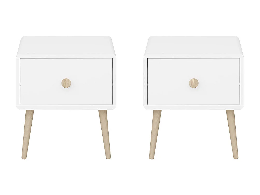 Gaia table de nuit 2 pcs. avec 1 tiroir blanc.