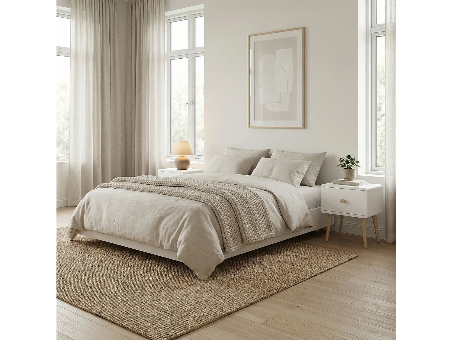 Gaia table de nuit 2 pcs. avec 1 tiroir blanc.