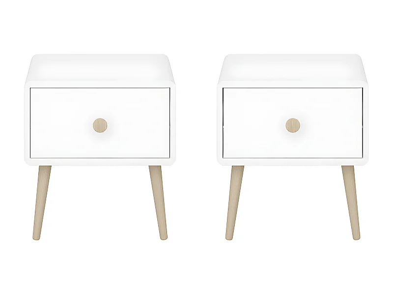 Gaia table de nuit 2 pcs. avec 1 tiroir blanc.