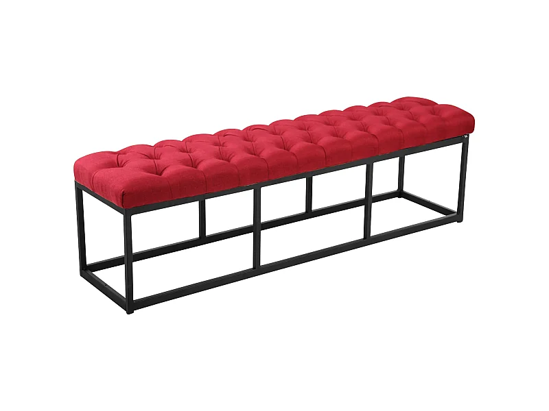 Banquette - Tissu & Métal noir mat - Rouge - Amun