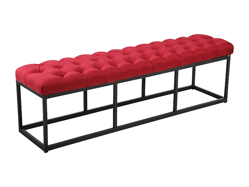 Banquette - Tissu & Métal noir mat - Rouge - Amun