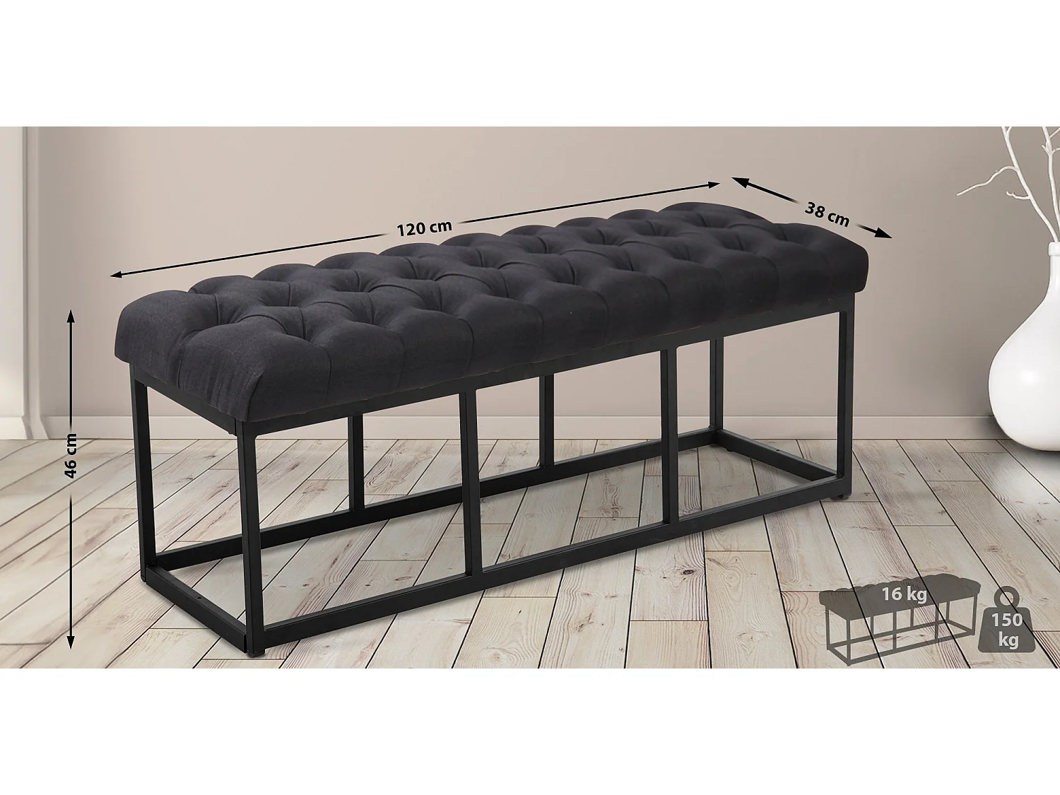 Banquette - Tissu - Noir - Amun