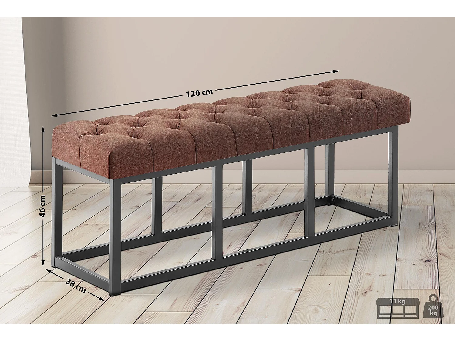 Banquette - Tissu - Marron - Amun