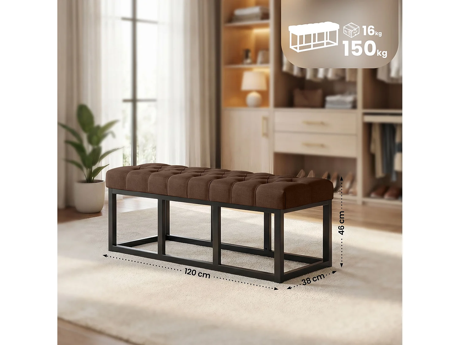Banquette - Tissu - Marron - Amun