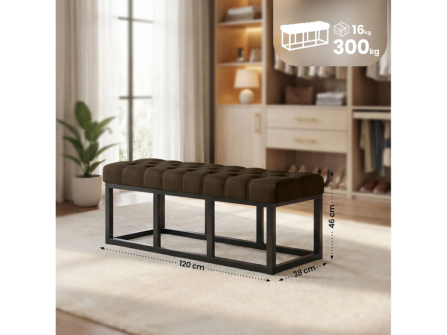 Banquette - Tissu - Marron - Amun