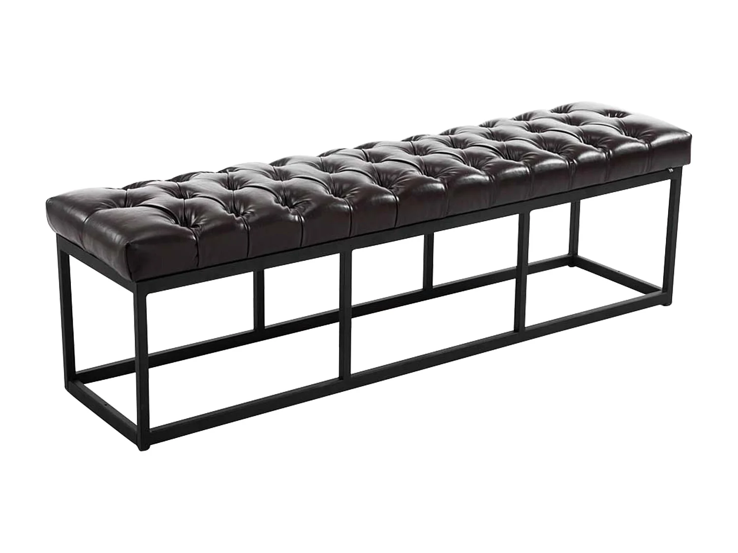 Banquette - Similicuir & Métal noir mat - Marron - Amun