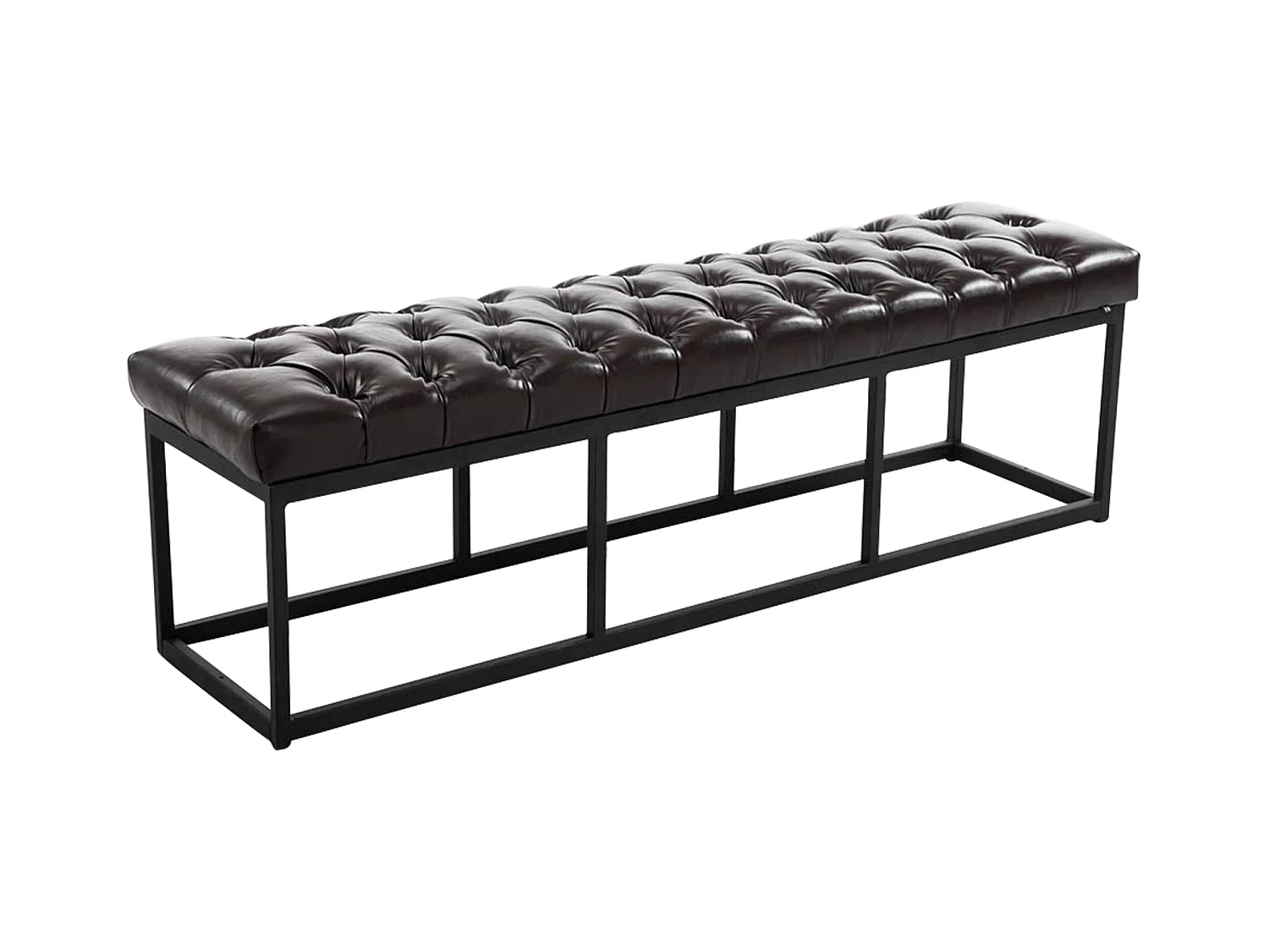 Banquette - Similicuir & Métal noir mat - Marron - Amun