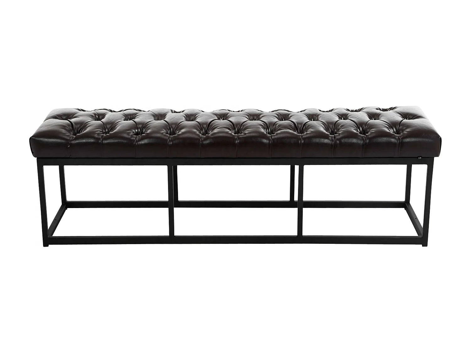 Banquette - Similicuir & Métal noir mat - Marron - Amun