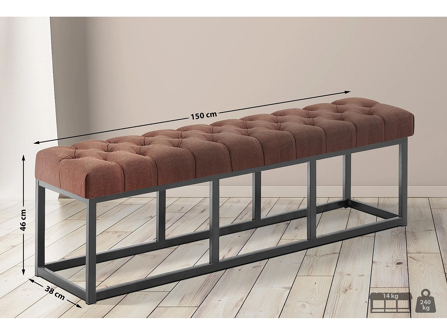 Banquette - Tissu - Marron - Amun