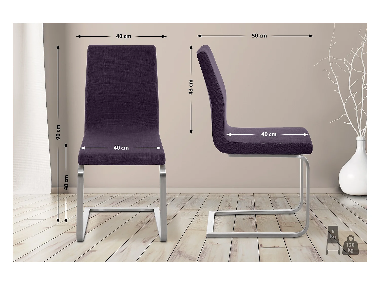 chaises oscillantes - Tissu - Violet - Belfort