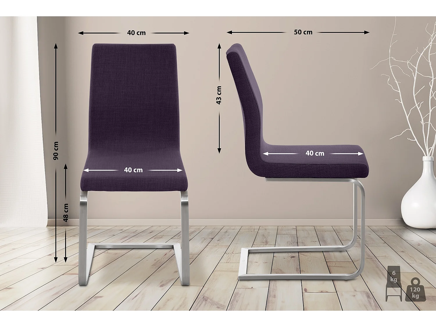 chaises oscillantes - Tissu - Violet - Belfort