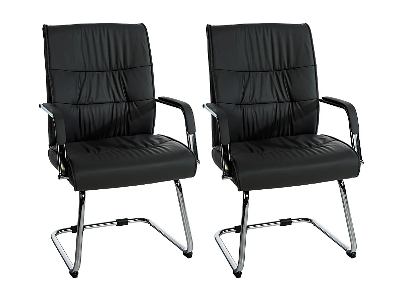 Lot de 2  chaises oscillantes - Similicuir - Noir - Sievert