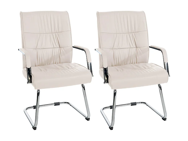 Lot de 2  chaises oscillantes - Similicuir - Crème - Sievert