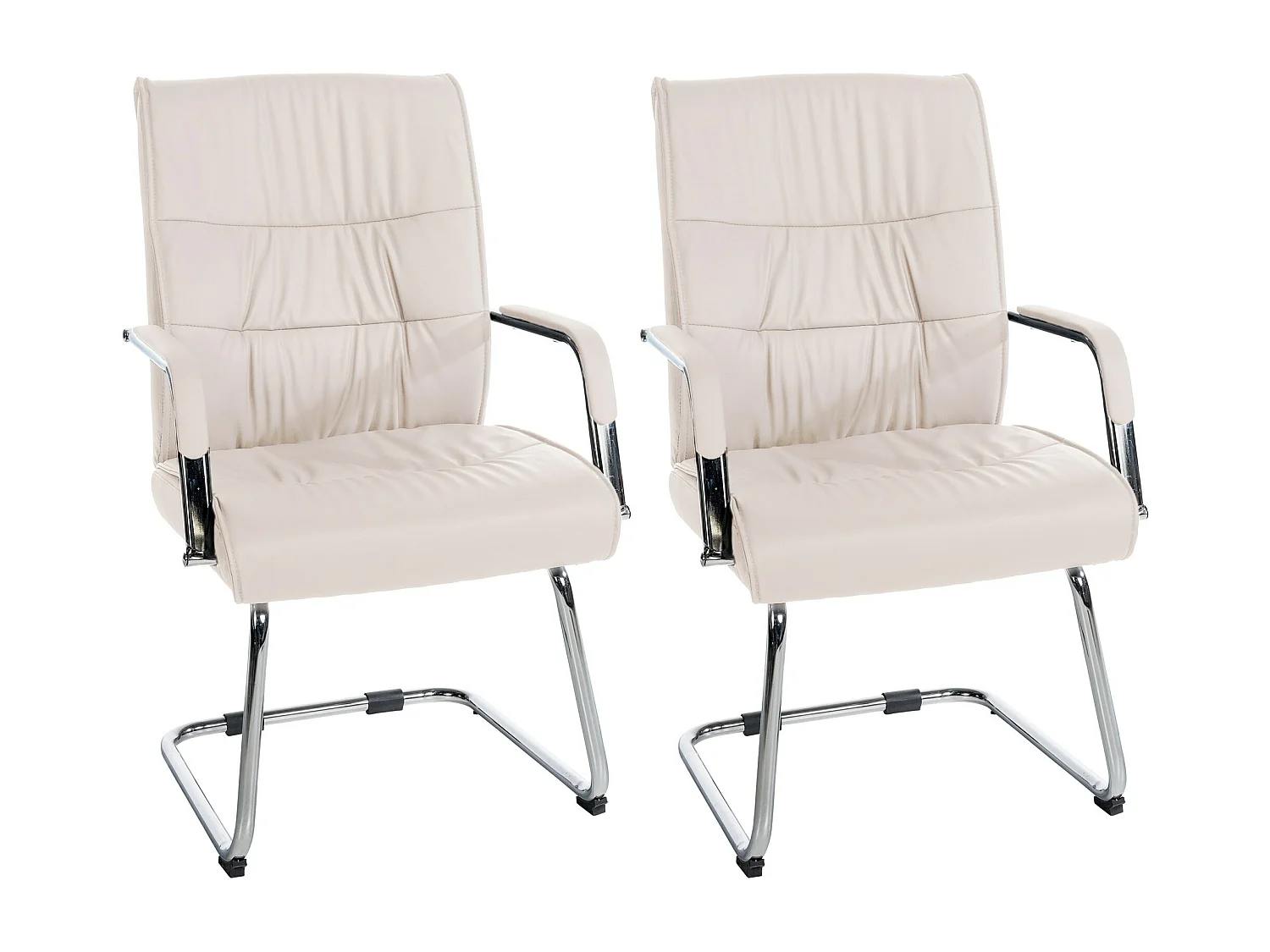 Lot de 2  chaises oscillantes - Similicuir - Crème - Sievert