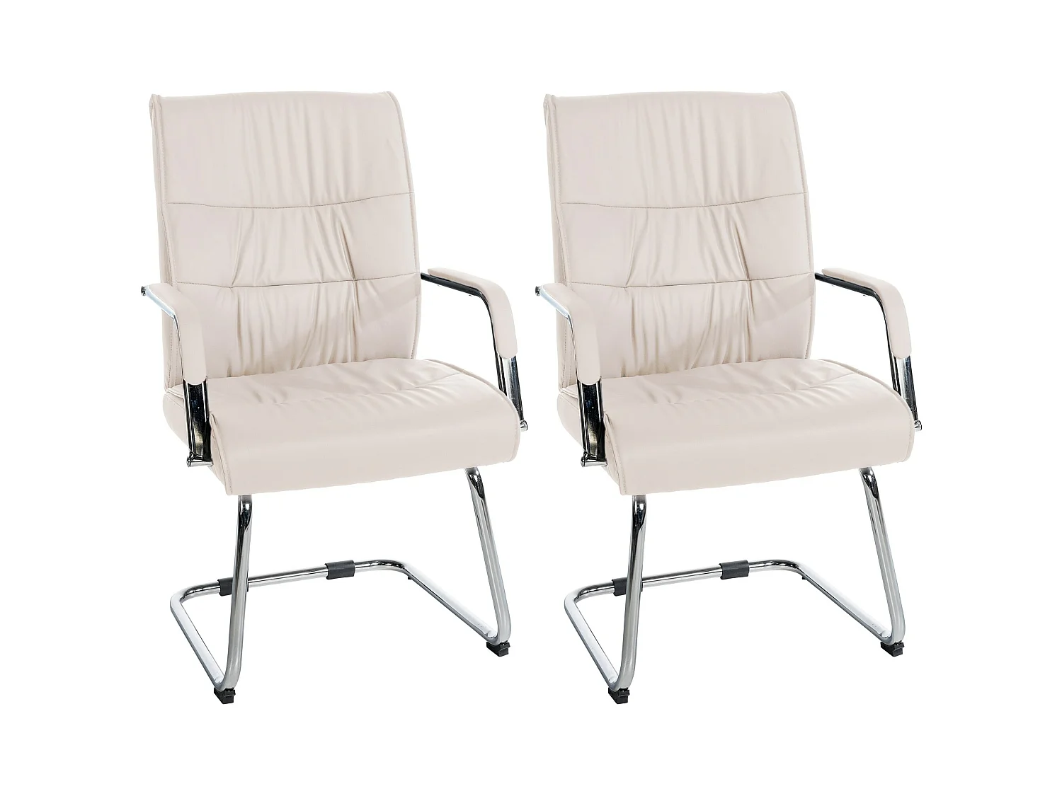 Lot de 2  chaises oscillantes - Similicuir - Crème - Sievert