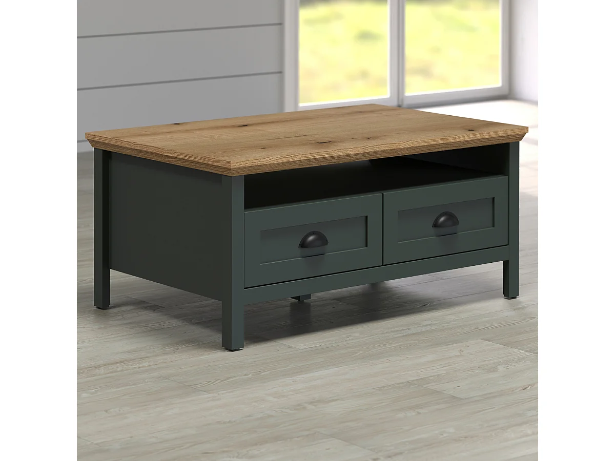 Stanton salontafel groen, eik decor.